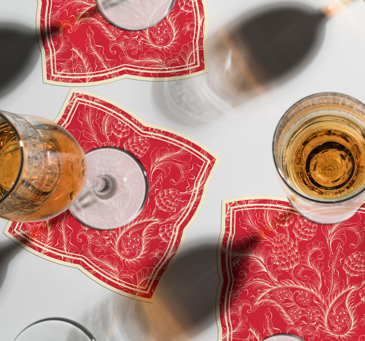 Sottobicchieri motivo floreale ornato - TenStickers