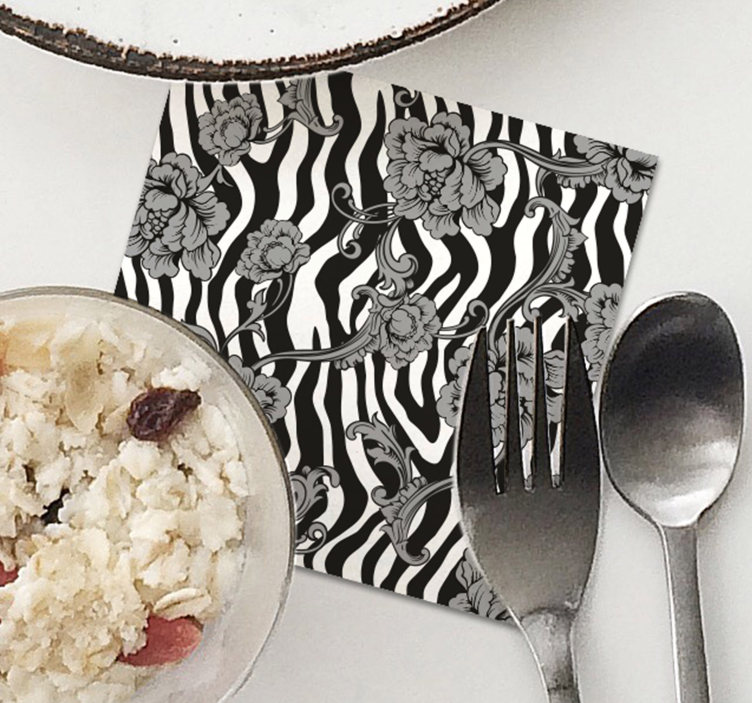 Sottobicchieri motivo floreale zebra - TenStickers