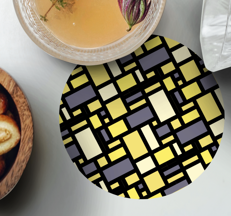 Sottobicchieri motivo geometrico giallo e grigio - TenStickers