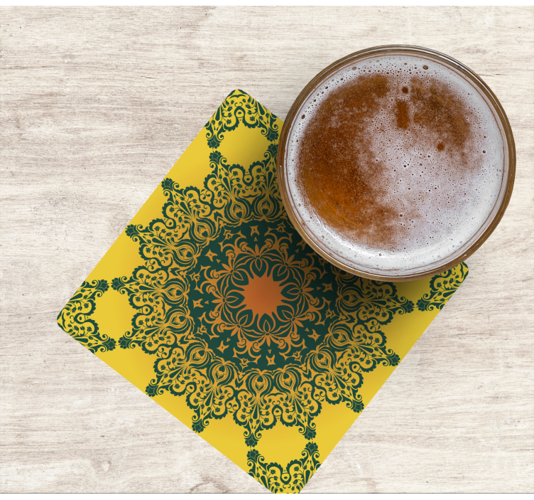 Sottobicchieri motivo giallo ornato - TenStickers