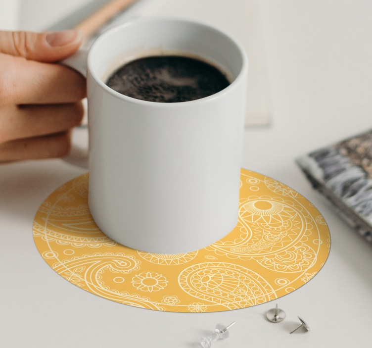 Sottobicchieri motivo paisley intricato - TenStickers