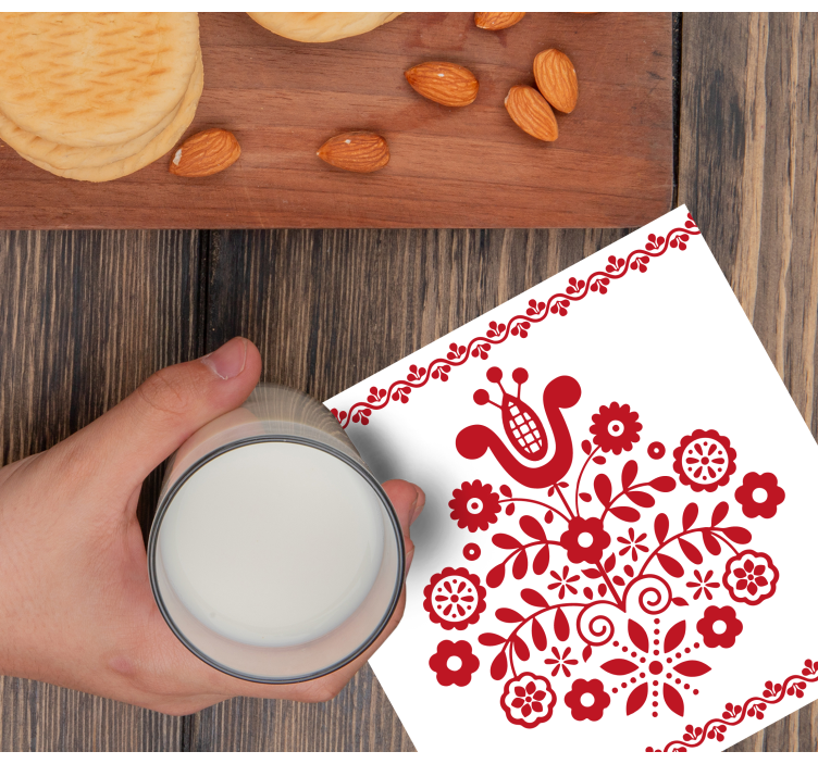 Sottobicchieri motivo popolare floreale - TenStickers