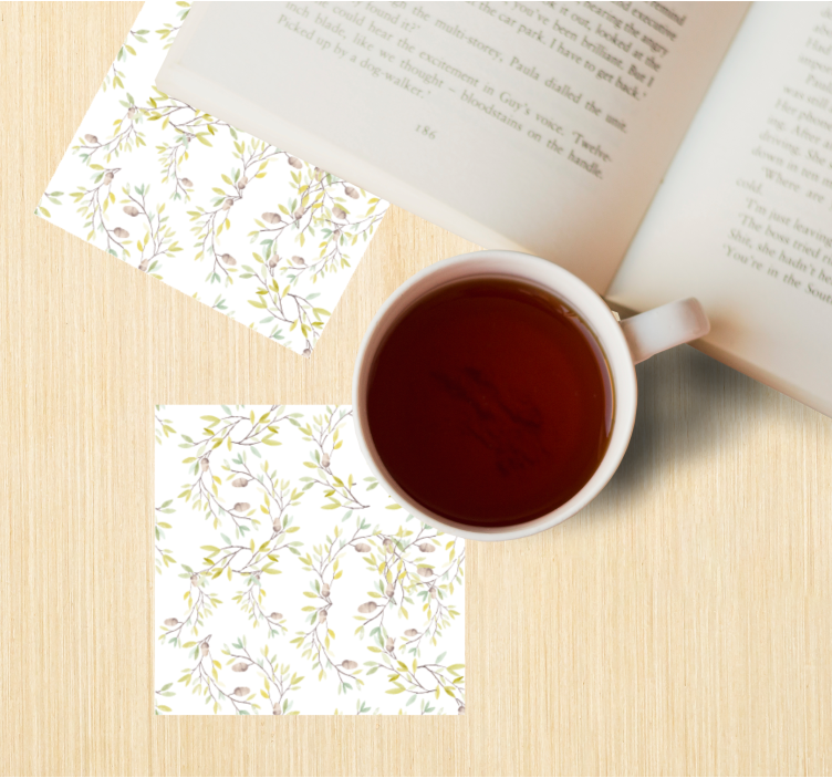 Sottobicchieri motivo vite floreale - TenStickers