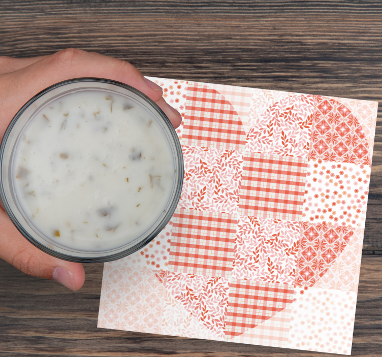 Sottobicchieri natalizi a motivo cuore patchwork - TenStickers