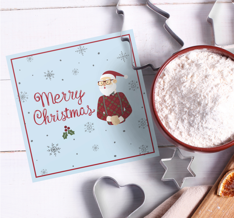 Sottobicchieri natalizi babbo natale con fiocchi di neve - TenStickers