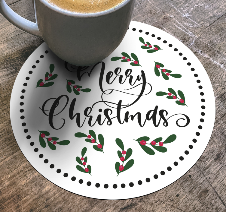 Sottobicchieri natalizi design con agrifoglio natale - TenStickers