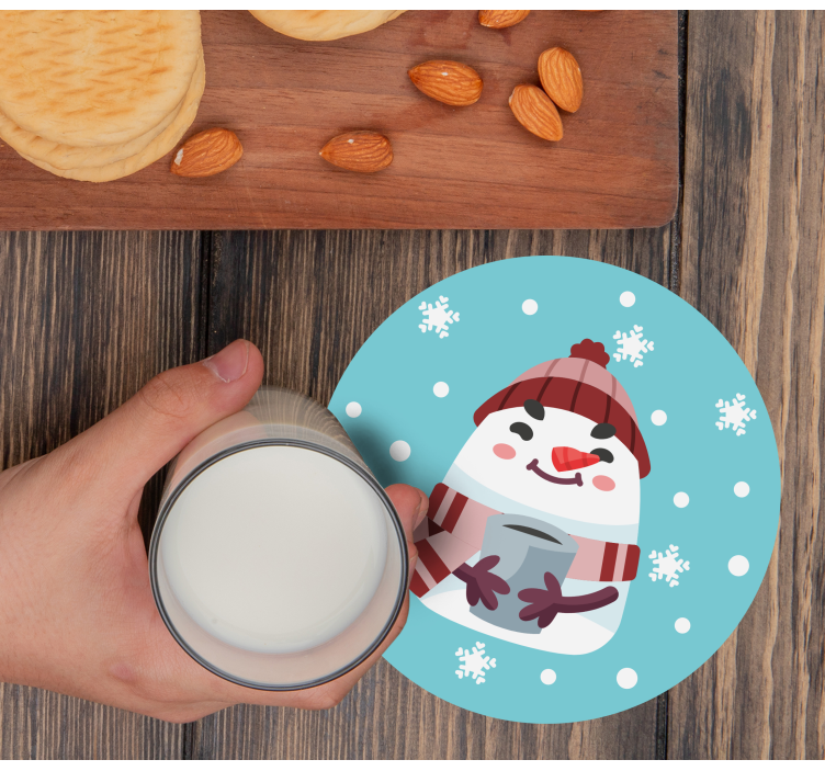 Sottobicchieri natalizi pupazzo di neve con tazza - TenStickers