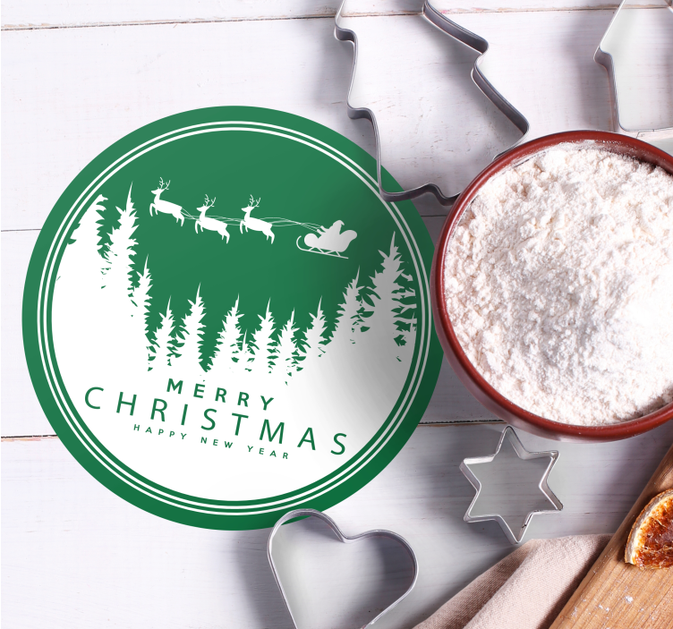 Sottobicchieri natalizi scena festiva di babbo natale - TenStickers