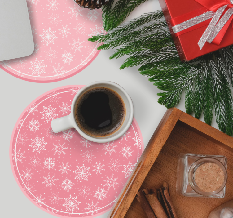 Sottobicchieri natalizi set con motivo fiocco di neve - TenStickers