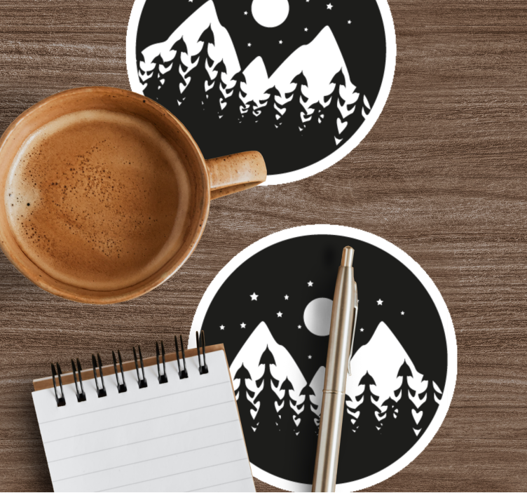 Sottobicchieri paesaggio notturno di montagna - TenStickers