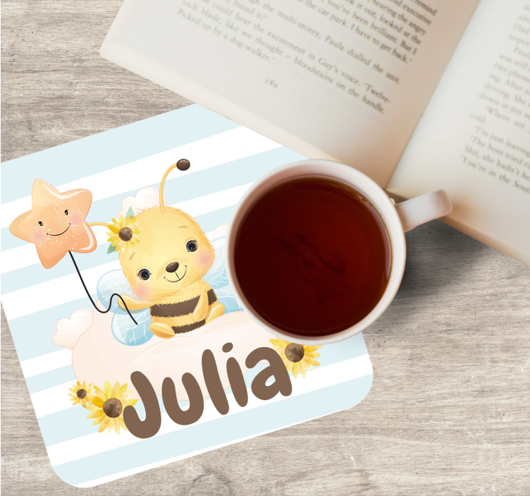 Sottobicchieri personalizzabili ape carina con stella - TenStickers