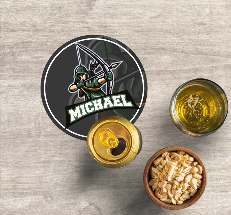 Sottobicchieri personalizzabili arciere con nome - TenStickers