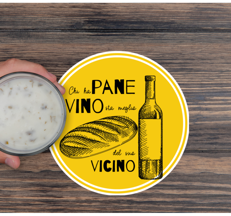 Sottobicchieri personalizzabili bottiglia di vino e pane - TenStickers