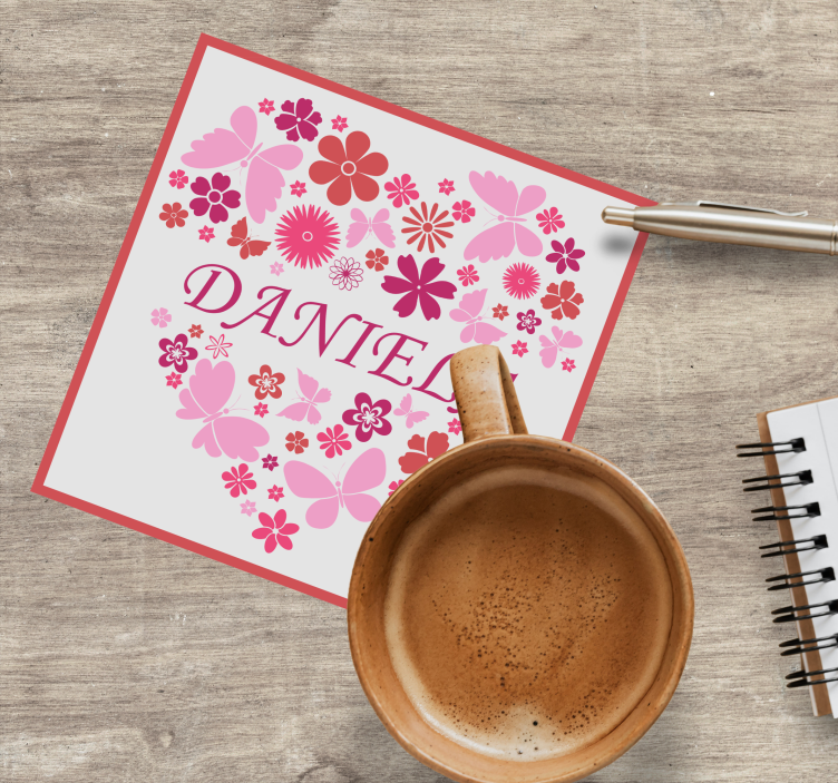 Sottobicchieri personalizzabili composizione floreale cuore - TenStickers