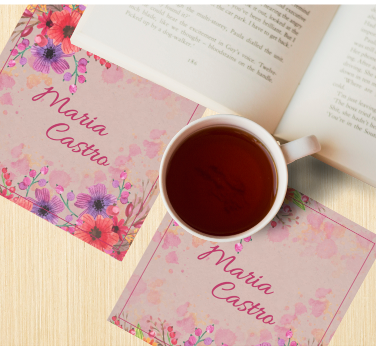 Sottobicchieri personalizzabili con decorazioni floreali - TenStickers