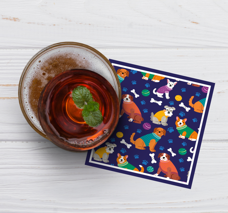 Sottobicchieri personalizzabili con motivi canini colorati - TenStickers