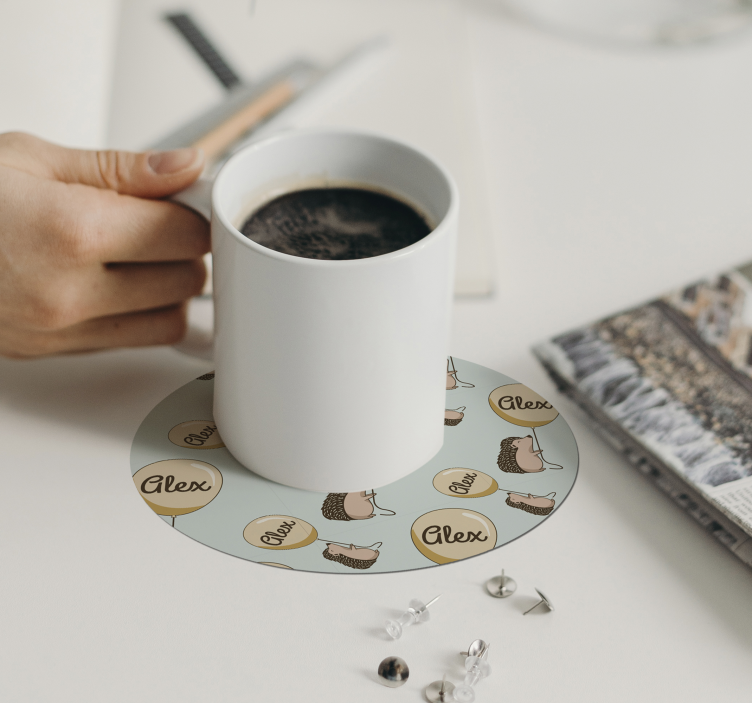 Sottobicchieri personalizzabili con motivi di riccio giocosi - TenStickers