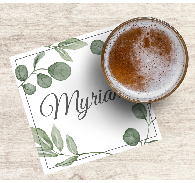Sottobicchieri personalizzabili con motivo foglie elegante - TenStickers