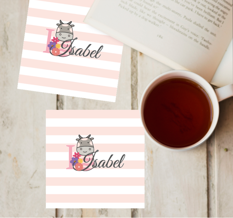 Sottobicchieri personalizzabili design floreale mucca - TenStickers