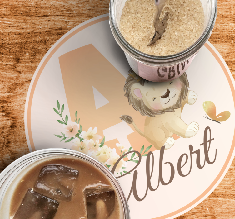 Sottobicchieri personalizzabili design leone giocoso - TenStickers