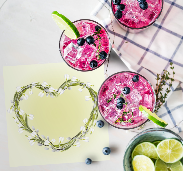 Sottobicchieri personalizzabili elemento floreale a cuore - TenStickers