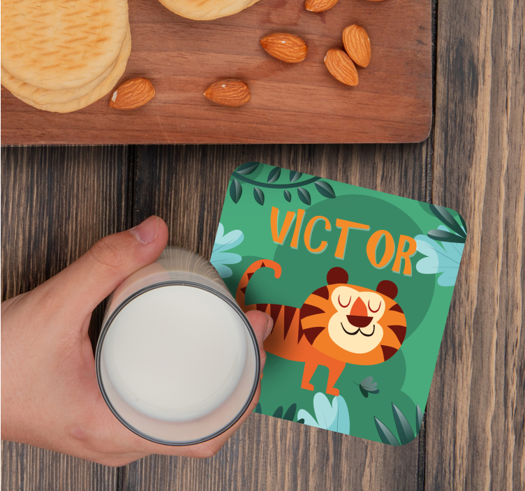 Sottobicchieri personalizzabili illustrazione tigre allegra - TenStickers