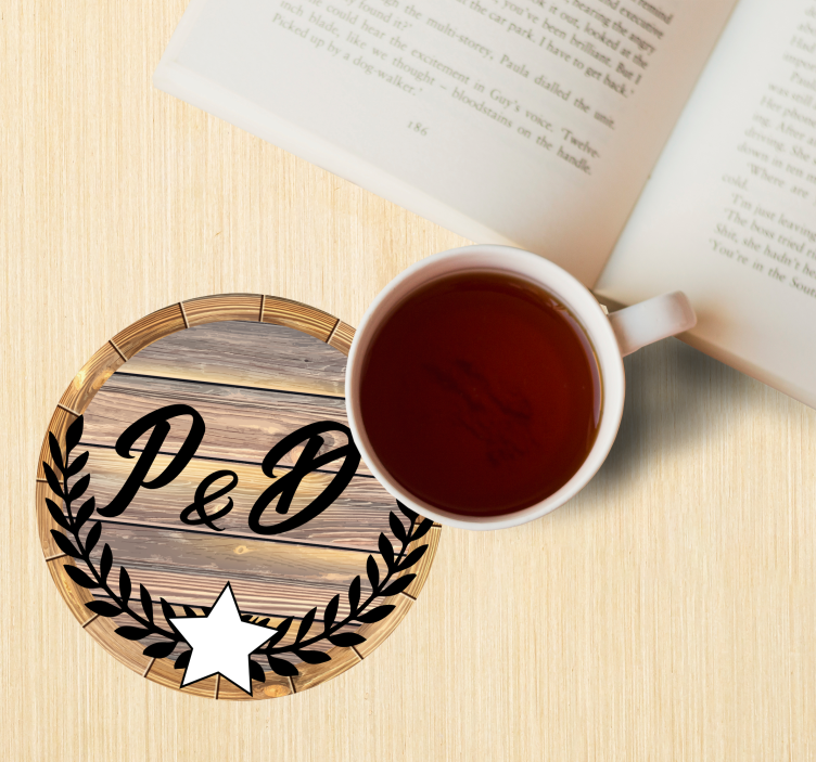 Sottobicchieri personalizzabili iniziali in legno di botte - TenStickers