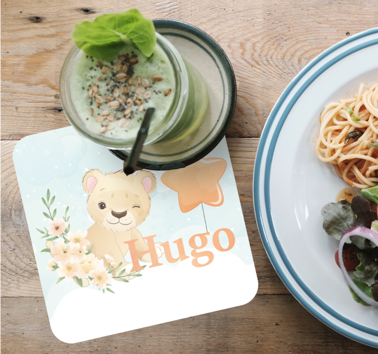 Sottobicchieri personalizzabili leone fantasioso con stella - TenStickers