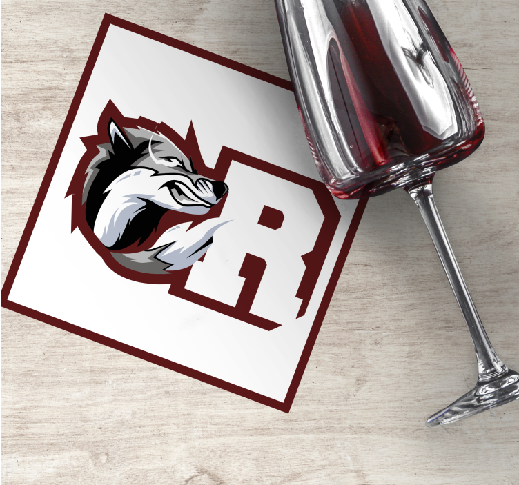 Sottobicchieri personalizzabili monogramma crest wolf - TenStickers