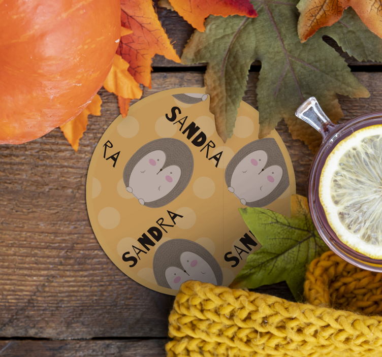 Sottobicchieri personalizzabili motivo riccio carino - TenStickers