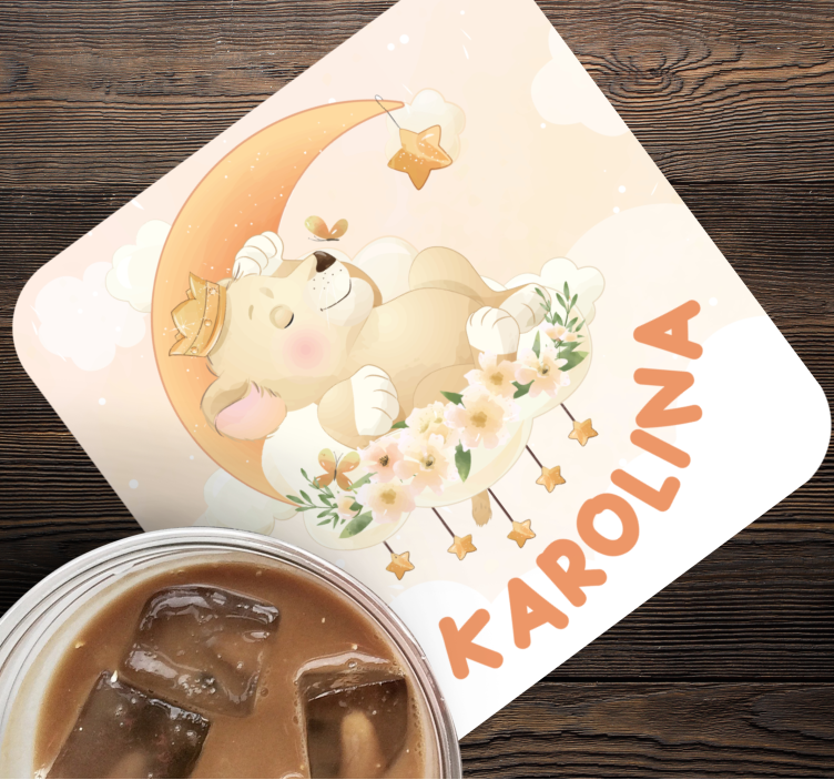 Sottobicchieri personalizzabili orso che dorme con stelle - TenStickers