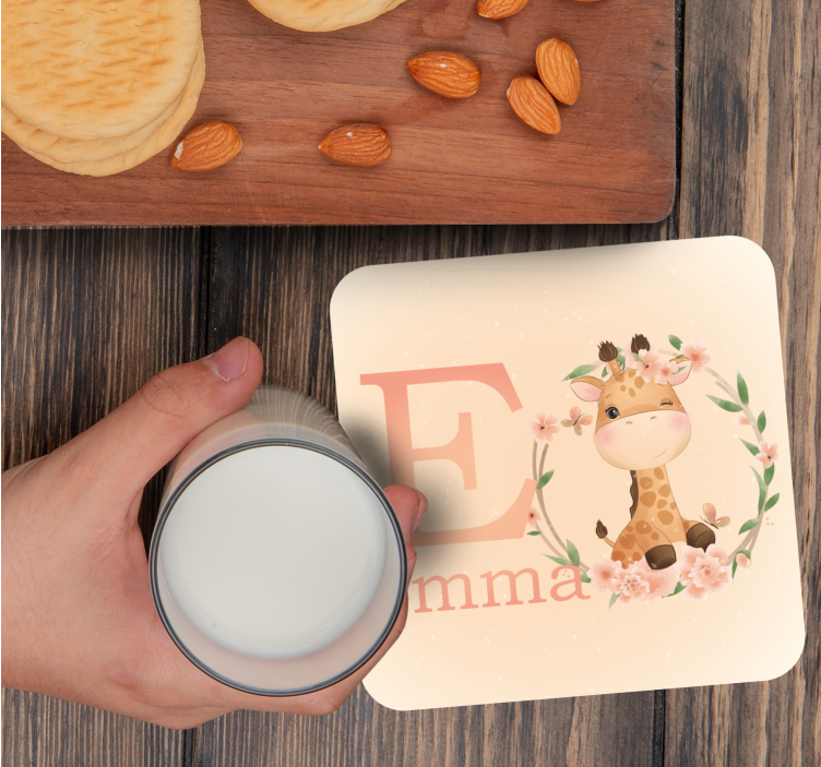 Sottobicchieri personalizzabili personaggio giraffa carina - TenStickers