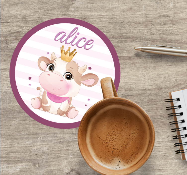 Sottobicchieri personalizzabili personaggio mucca adorabile - TenStickers