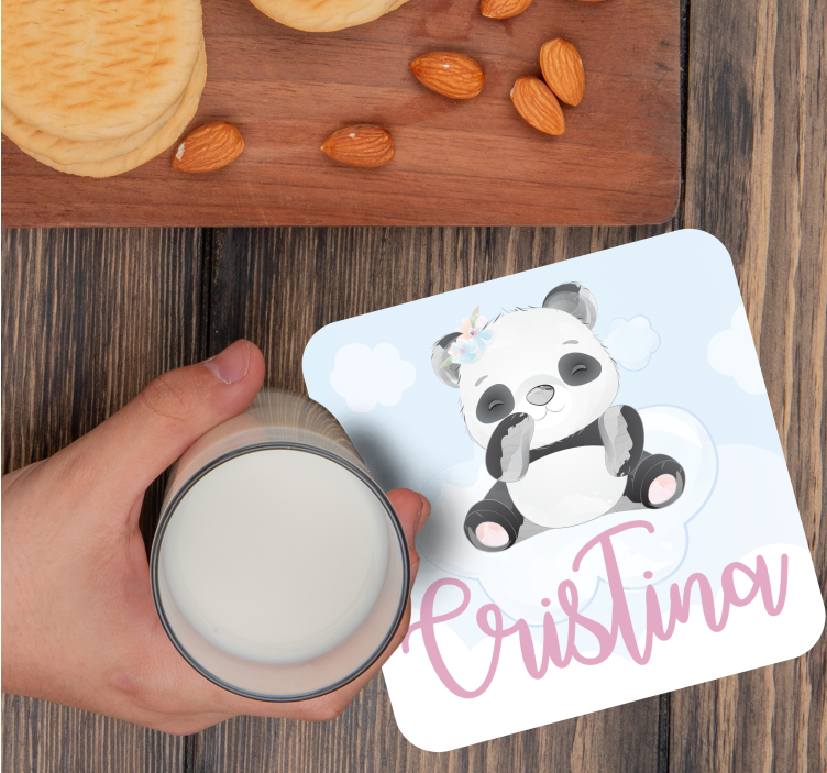 Sottobicchieri personalizzabili personaggio panda giocoso - TenStickers