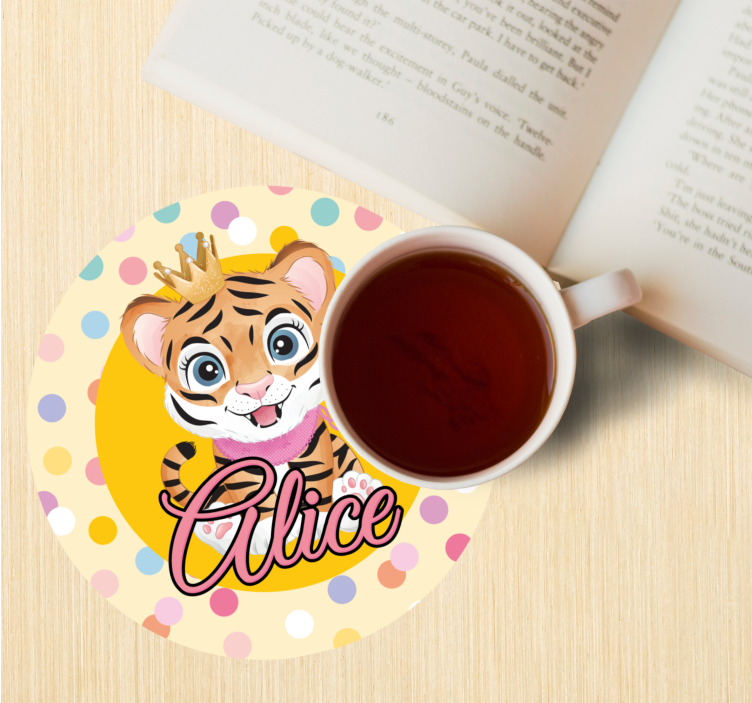 Sottobicchieri personalizzabili personaggio tigre corona - TenStickers