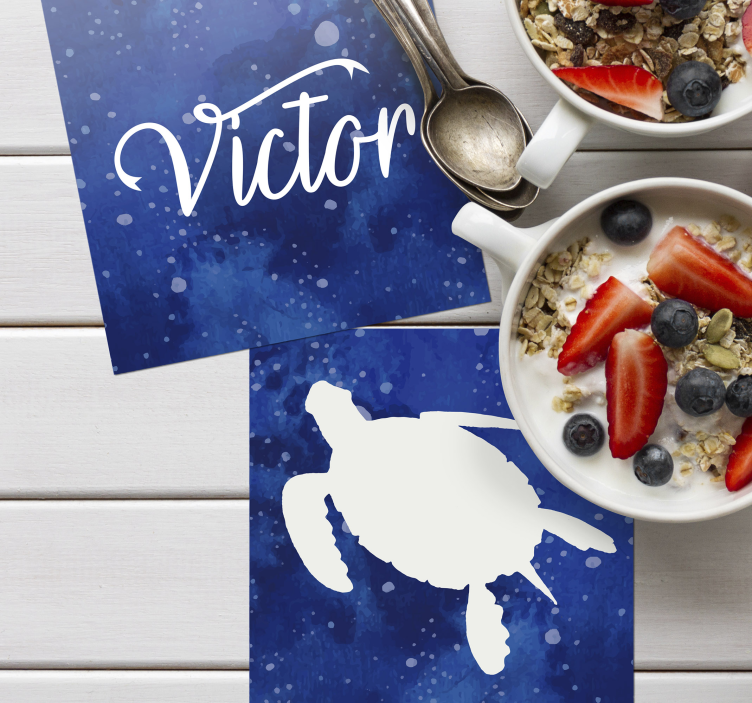 Sottobicchieri personalizzabili silhouette tartaruga blu - TenStickers