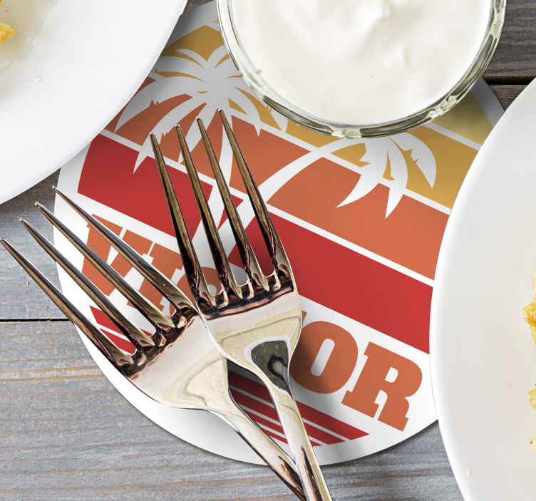 Sottobicchieri personalizzabili tramonto tropicale con palme - TenStickers