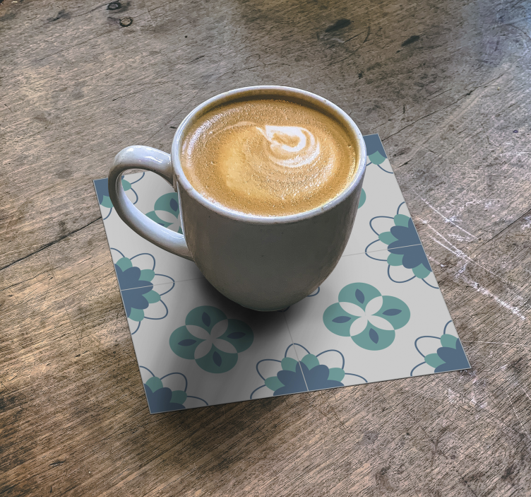 Sottobicchieri piastrelle motivo floreale - TenStickers