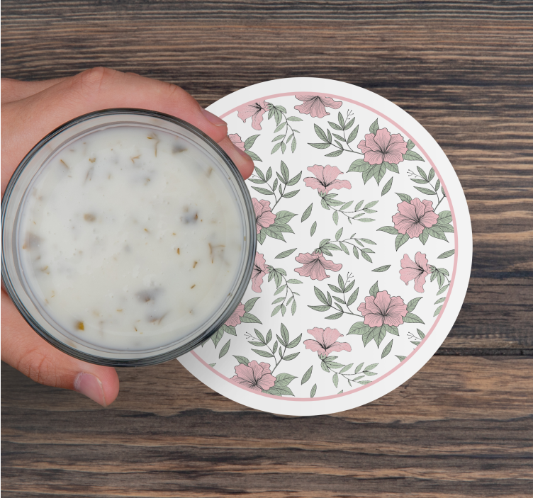 Sottobicchieri rotondi con motivo floreale - TenStickers