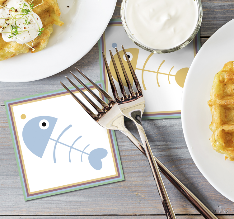 Sottobicchieri scheletri di pesce colorati - TenStickers