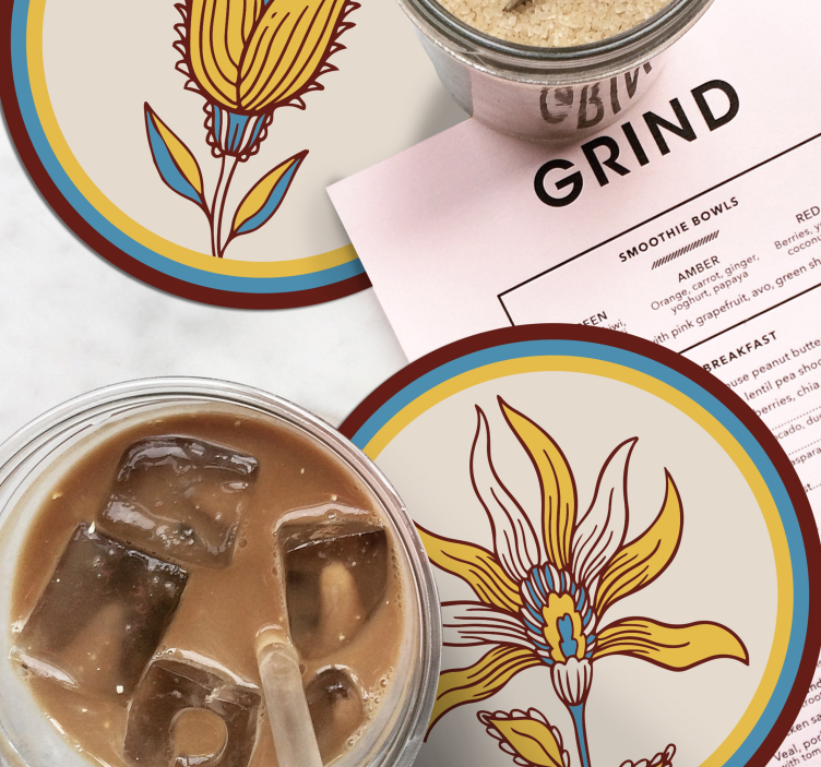 Sottobicchieri set con motivo floreale - TenStickers