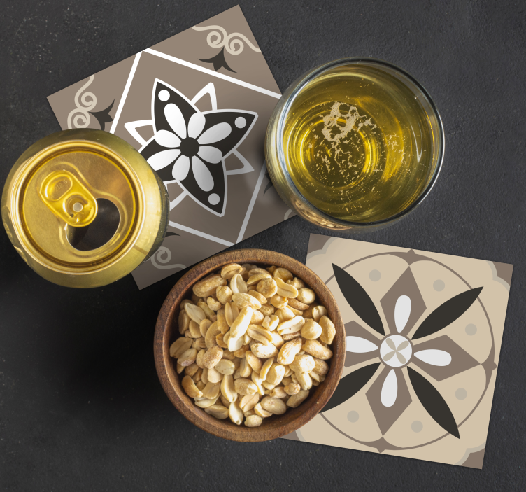 Sottobicchieri set di motivi floreali geometrici - TenStickers