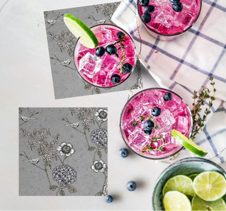 Sottobicchieri sfondo texturizzato floreale - TenStickers