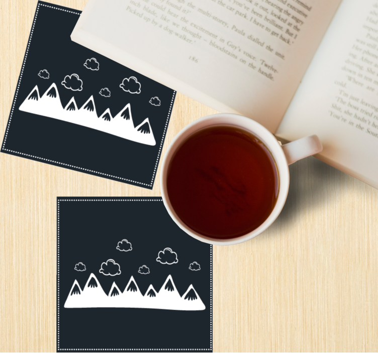 Sottobicchieri silhouette di montagna con nuvole - TenStickers