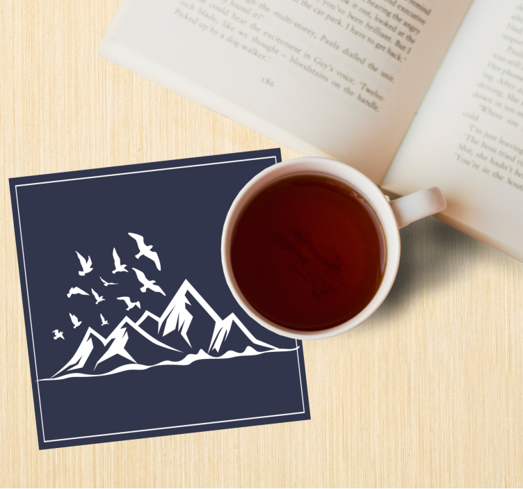 Sottobicchieri silhouette paesaggio montano - TenStickers