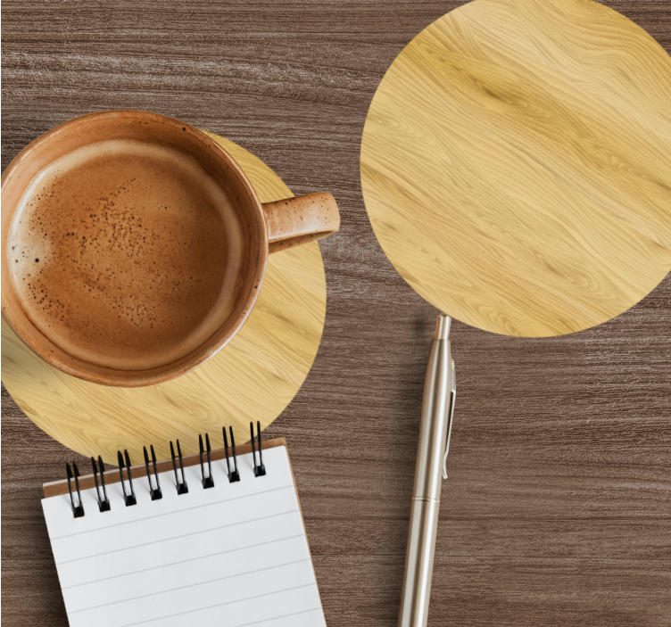 Sottobicchieri superficie circolare in legno naturale - TenStickers