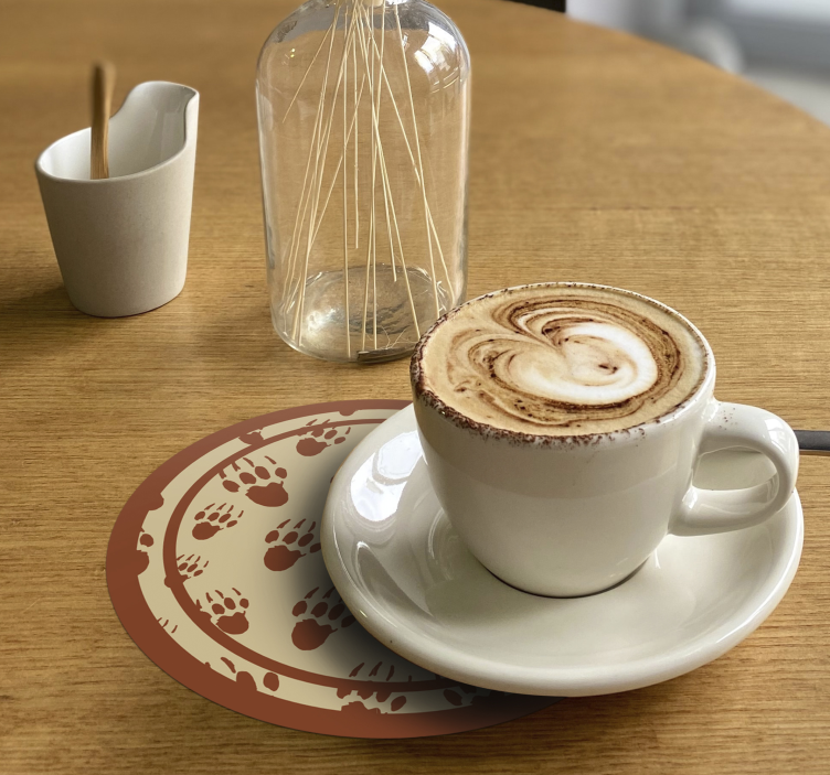 Sottobicchieri vintage cerchio con impronta di zampa marrone - TenStickers