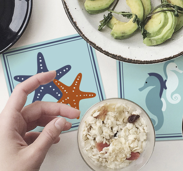 Sottobicchieri vintage con motivi di cavalluccio e stella - TenStickers