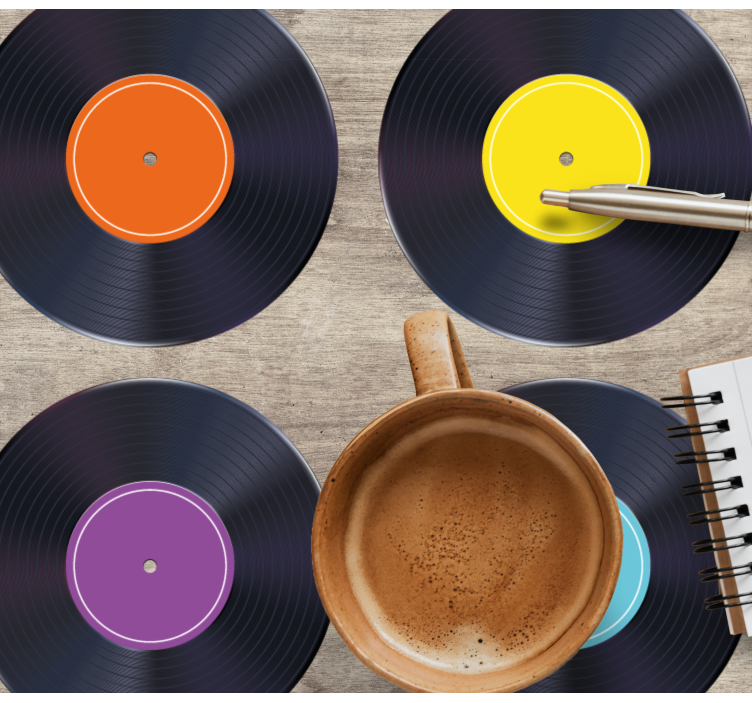 Sottobicchieri vintage dischi in vinile colorati - TenStickers