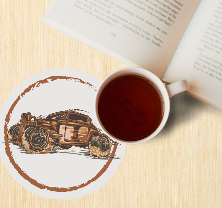 Sottobicchieri vintage illustrazione auto da corsa classica - TenStickers